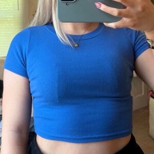 SHEIN Royal Blue Ribbed Crop Top